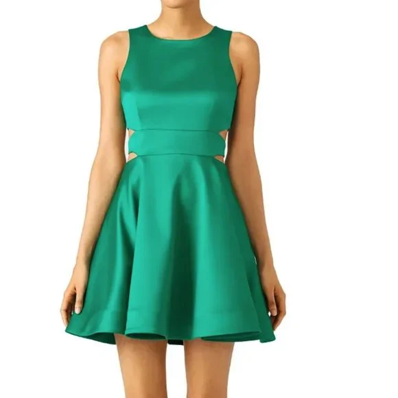 emerald green graduation dresses Ladivine CD736 Elegant Fitted Formal Embellished Satin Gown Rose Gold / 0 main image 0